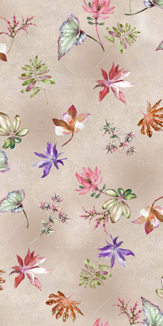 手绘花卉印花华亿平台图片