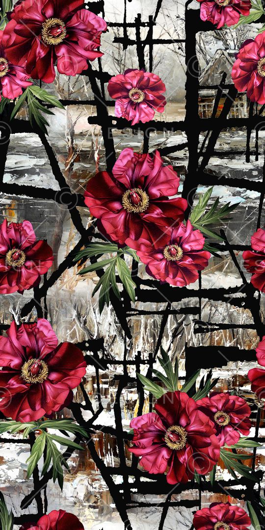 手绘花卉印花华亿平台图片