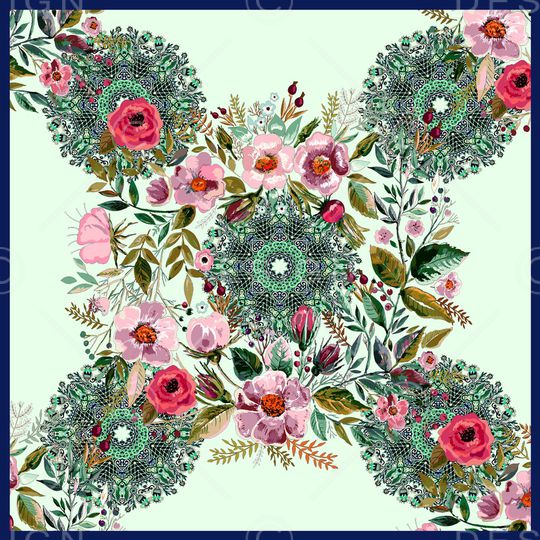 手绘花卉印花华亿平台图片