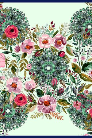 手绘花卉印花华亿平台图片