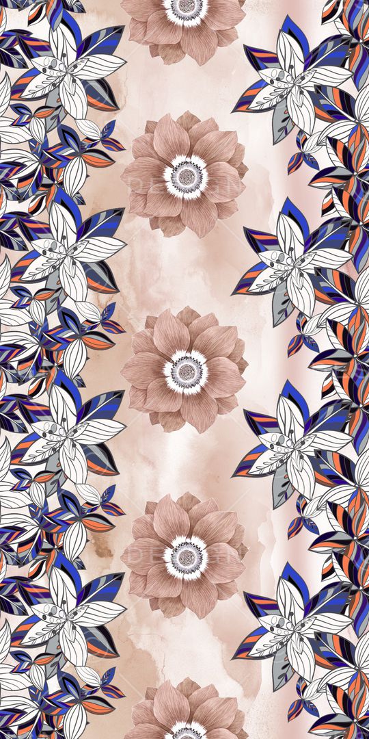 手绘花卉印花华亿平台图片