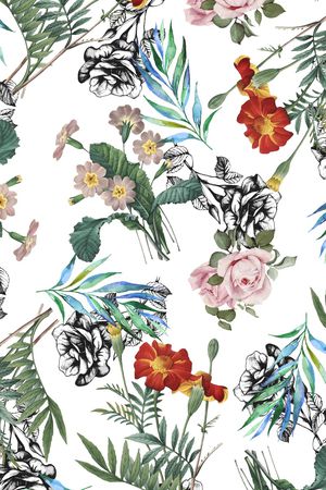 手绘花卉印花华亿平台图片