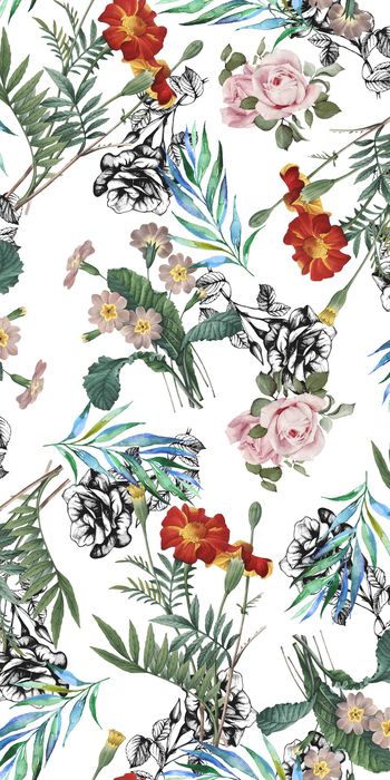 手绘花卉印花华亿平台图片