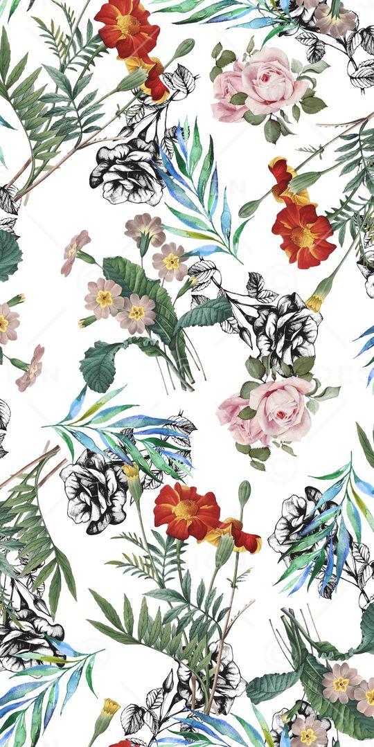 手绘花卉印花华亿平台图片