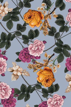 手绘花卉印花华亿平台图片