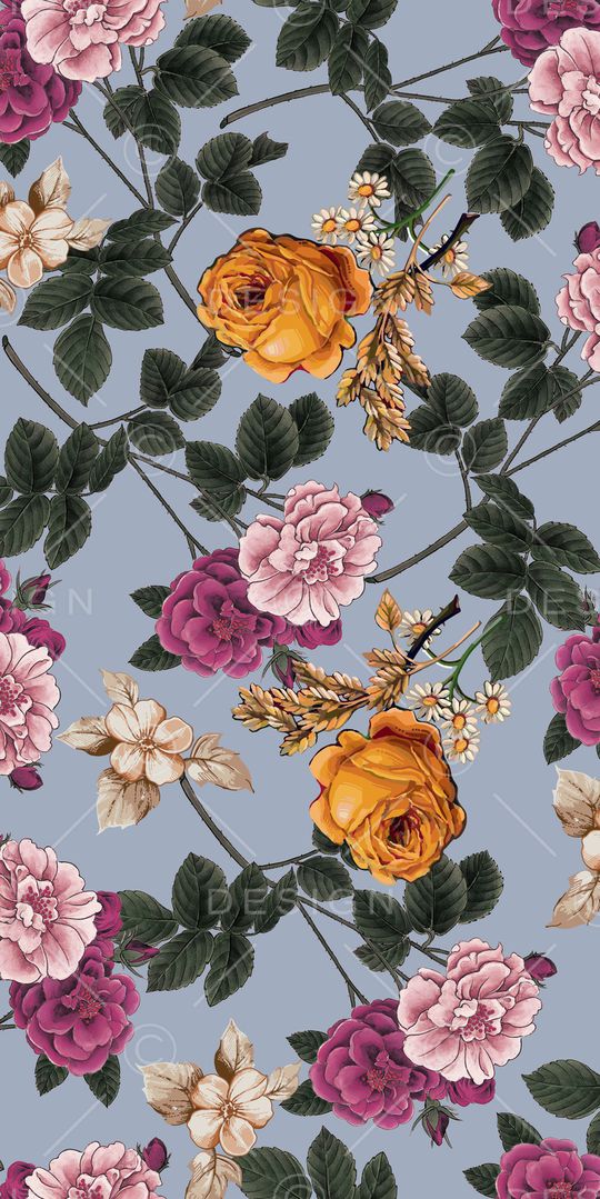 手绘花卉印花华亿平台图片