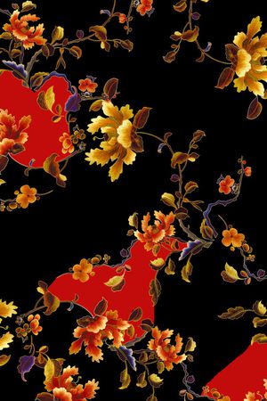 手绘花卉印花华亿平台图片