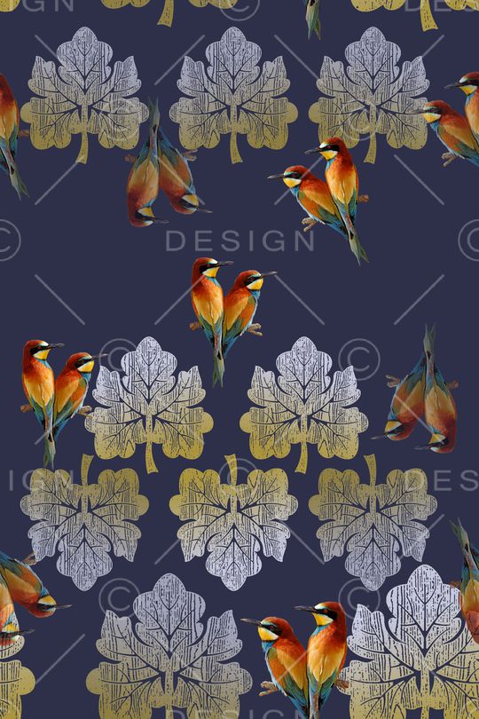 鸟昆虫图案印花华亿平台图片