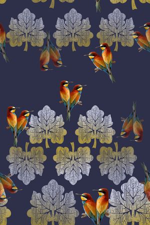 鸟昆虫图案印花华亿平台图片