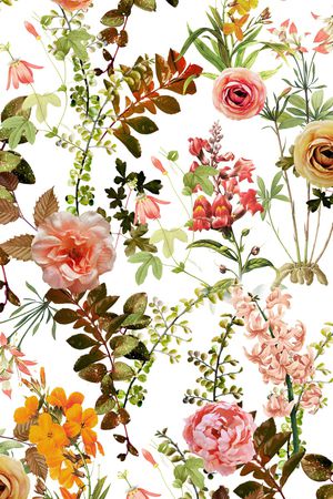 手绘花卉印花华亿平台图片