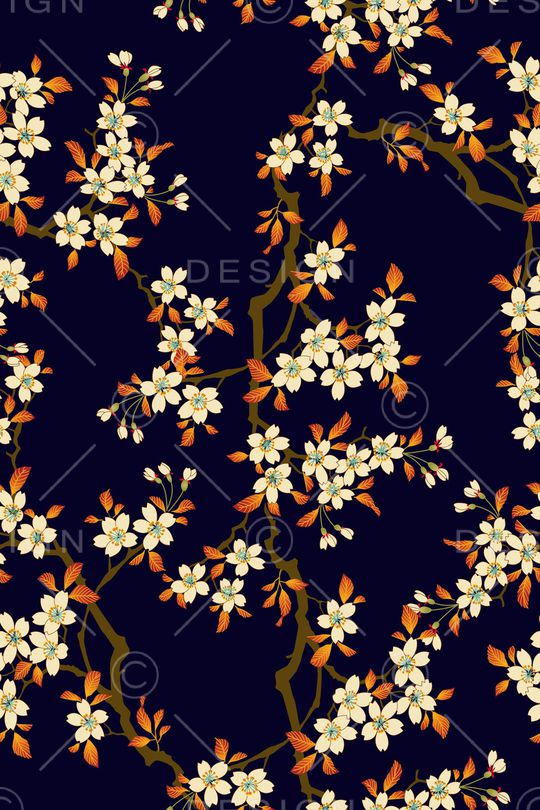 手绘花卉印花华亿平台图片