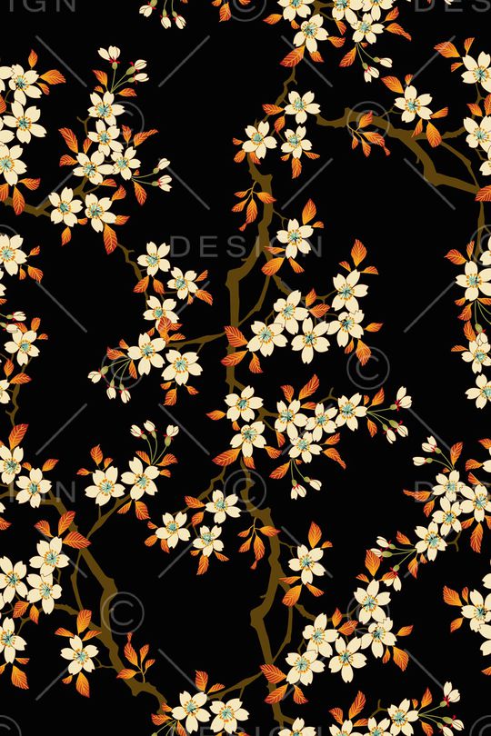 手绘花卉印花华亿平台图片