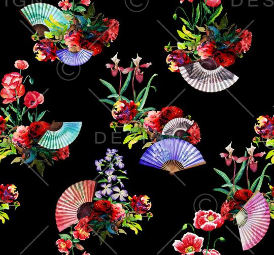 水彩花卉印花华亿平台图片