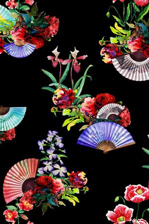 水彩花卉印花华亿平台图片