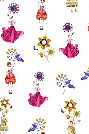 人物花卉印花华亿平台图片