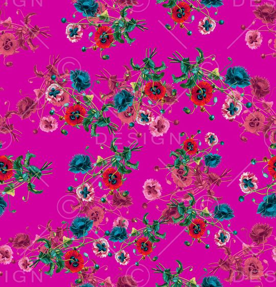 手绘花卉印花华亿平台图片