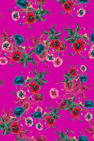 手绘花卉印花华亿平台图片