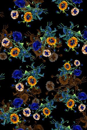 手绘花卉印花华亿平台图片