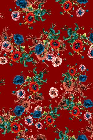 手绘花卉印花华亿平台图片