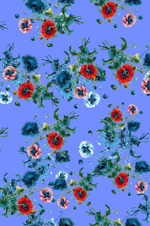 手绘花卉印花华亿平台图片