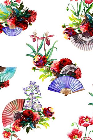 水彩花卉印花华亿平台图片