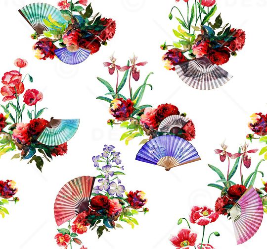 水彩花卉印花华亿平台图片