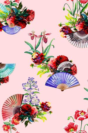 水彩花卉印花华亿平台图片