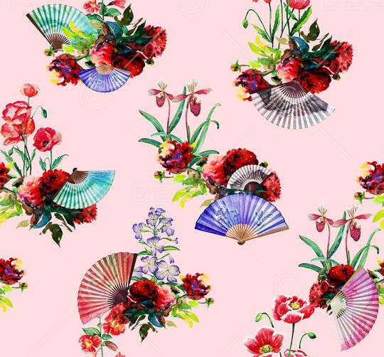 水彩花卉印花华亿平台图片