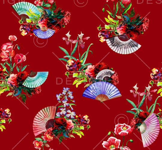 水彩花卉印花华亿平台图片