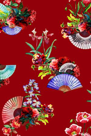 水彩花卉印花华亿平台图片