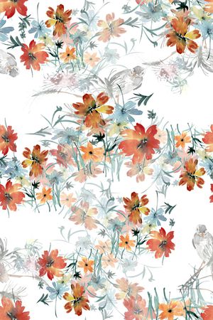 手绘花卉印花华亿平台图片