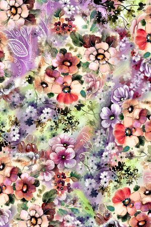 手绘花卉印花华亿平台图片