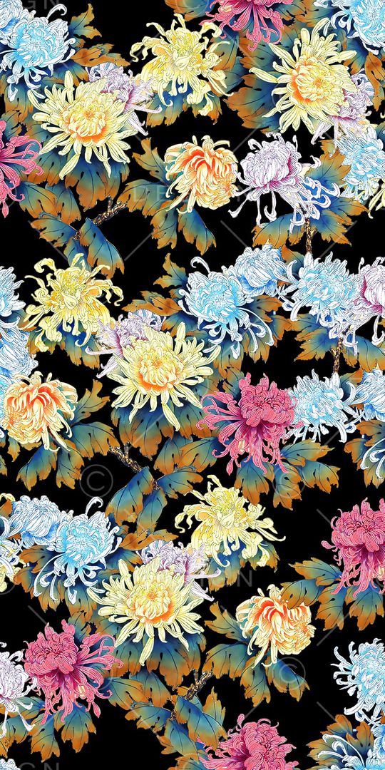 菊花印花华亿平台图片