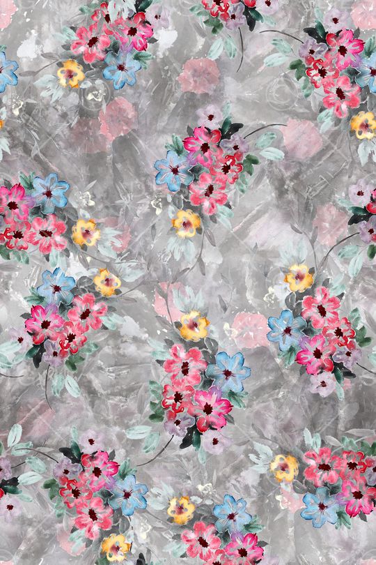 手绘花卉印花华亿平台图片