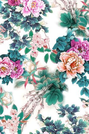 手绘花卉印花华亿平台图片