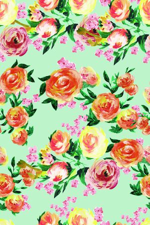 手绘花卉印花华亿平台图片