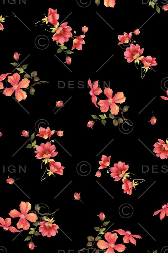 手绘花卉印花华亿平台图片