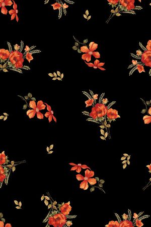 手绘花卉印花华亿平台图片