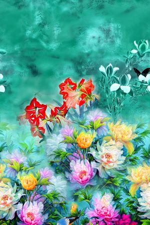 牡丹印花华亿平台图片