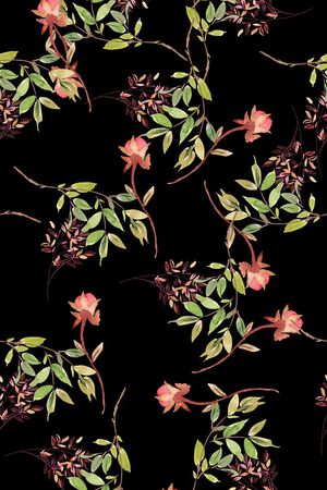 手绘花卉印花华亿平台图片