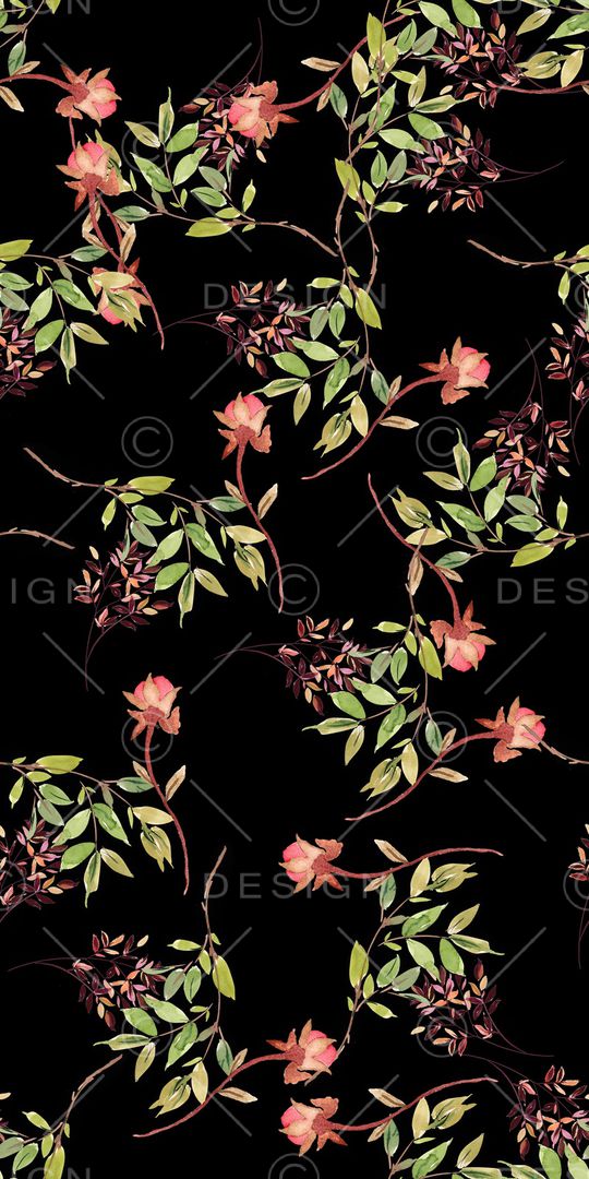 手绘花卉印花华亿平台图片