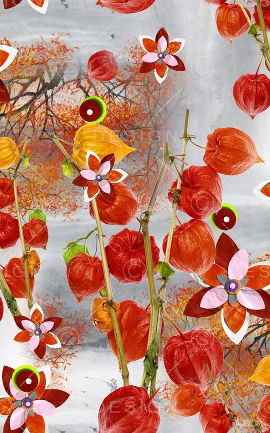 手绘花卉印花华亿平台图片