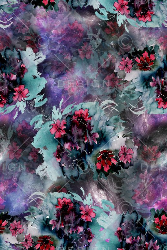 手绘花卉印花华亿平台图片