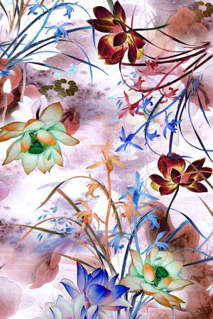 手绘花卉印花华亿平台图片