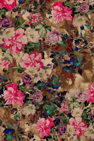 手绘花卉印花华亿平台图片