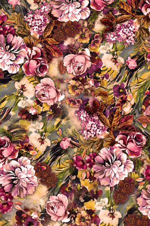 手绘花卉印花华亿平台图片