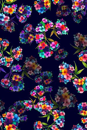 手绘花卉印花华亿平台图片