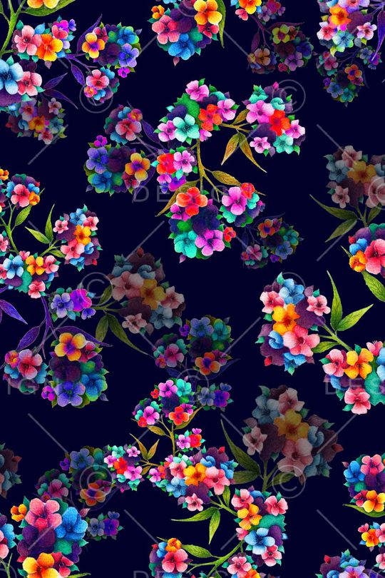 手绘花卉印花华亿平台图片