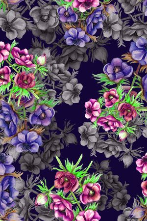 手绘花卉印花华亿平台图片