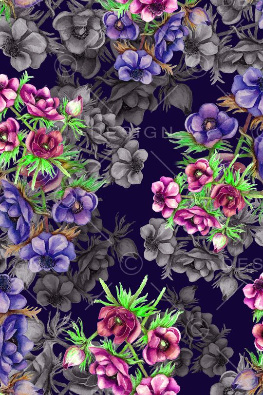 手绘花卉印花华亿平台图片